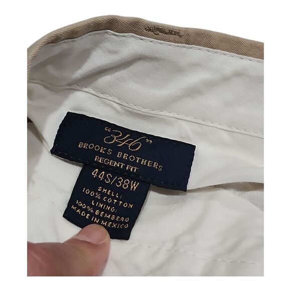 Brooks Brothers Pants Men Khaki 346 Regent Fit 44S/38W 100% Cotton Short Length - Picture 2 of 8